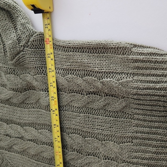 Jolt Sweater Womend Size M Cropped Ribbed Cable Knit Fringe Green - Picture 9 of 13